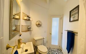 Blue Full Bathroom w Walk-In Shower
