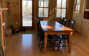 Dining area facing backyard