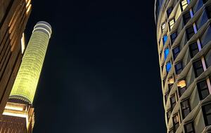 The corner of the Frank Gehry building