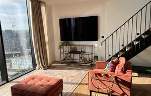 sunny mornings, 75" TV with all channels and spotify