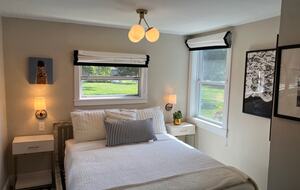 Cottage first bedroom with queen bed