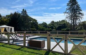 Pool entry gates are have double child proofed locks