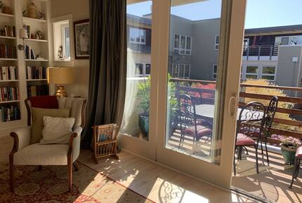 looking out onto the deck from the library