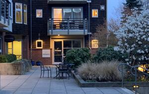 looking at our balcony from the courtyard