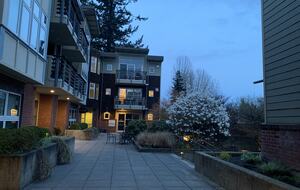walking through the courtyard to our door