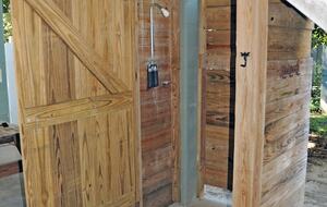 Outdoor shower to rinse off the sand