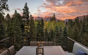 Outdoor deck with sunset views.