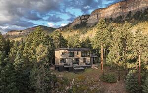 Aerial shot of backside of Durango Mountain Home.