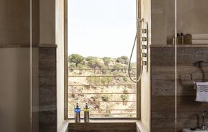 Shower in main master with valley views