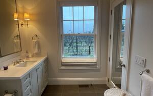The first guest bathroom looking north.