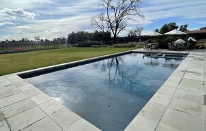 The pool and spa looking south upon the vineyards.