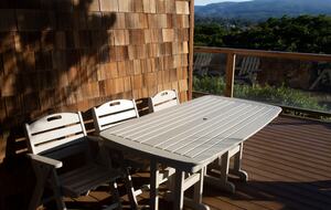 Dining -looking at the bay and mountains