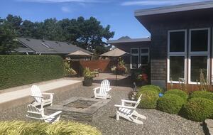 Outdoor fire pit and bocce court