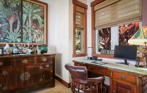 quiet desk area complete with computer screen