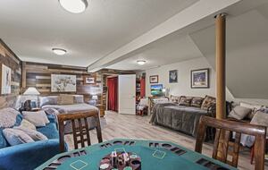 Poker table and lots of games to keep you entertained