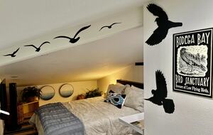 Guest suite lighter queen bedding used during warmer months.