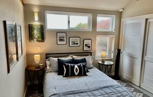 Downstairs queen bedding during warm months.