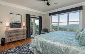 Master bedroom with king -- fantastic view