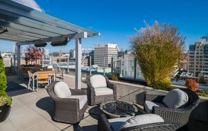 Shared roof top seating with gas fire pit