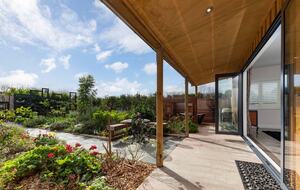 French doors open up to give a seamless view of the garden