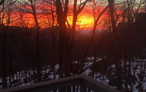 Sunrise view from the back of the home. The rear faces east.
