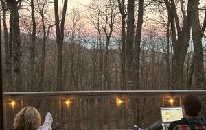 The owners pretending to work on a spring afternoon.