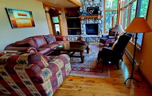 living room with gas fireplace