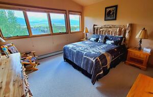 King Bed Primary Suite, upper-level with mountain views