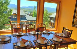 Dining room with mountain views
