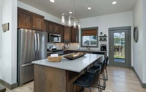 Kitchen opens to back patio