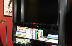 Smart TV with adult and kids books and games.
