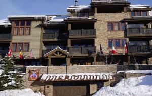 The Red Stag Lodge in winter.