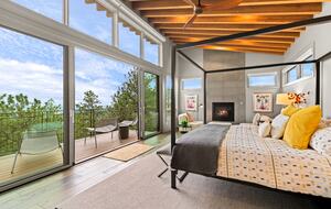 Fireplace & seating area, private deck and en suite bathroom