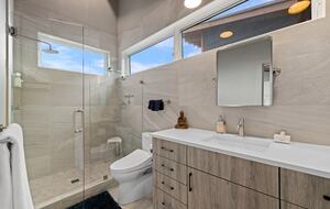 En suite bathroom featuring heated Toto toilet/bidet