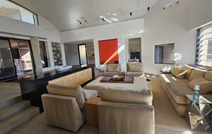 Sitting Room with Fountain access to Patio