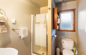 2nd bathroom with small shower (living room level)