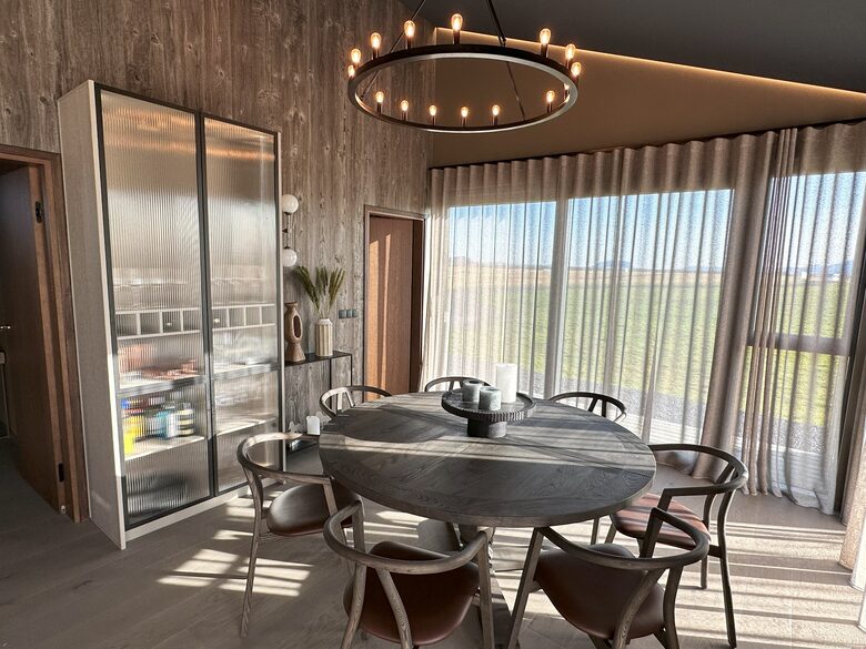 View dining table (can be made for 16 people)