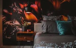 Master bedroom with vibrant wall mural and quality manchester