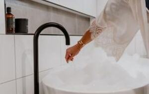 One of two freestanding baths