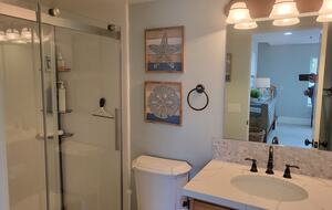 Downstairs bathroom with shower