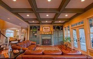 Family Room with Coffered Ceiling