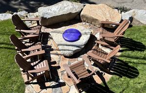 Newly added gas fire pit with Adirondack chairs!