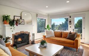 Living room with water views