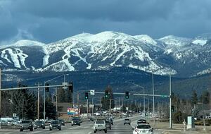 View of the mountain from Whitefish town