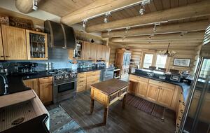 Chef's kitchen with views of Buffalo Mountain