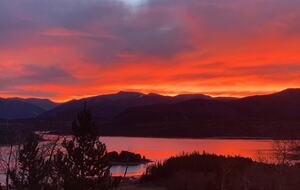 View from back porch of Lake Dillon at sunset