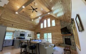 Open concept with gas burning fireplace