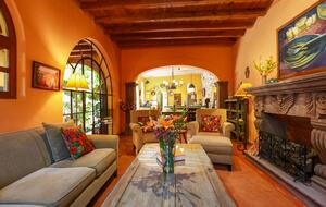 View from living room to dining room and kitchen