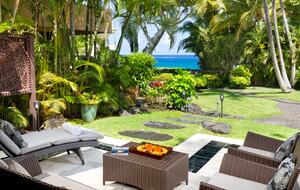 View of the ocean from the backyard lanai