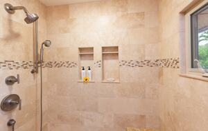 Primary bathroom shower area